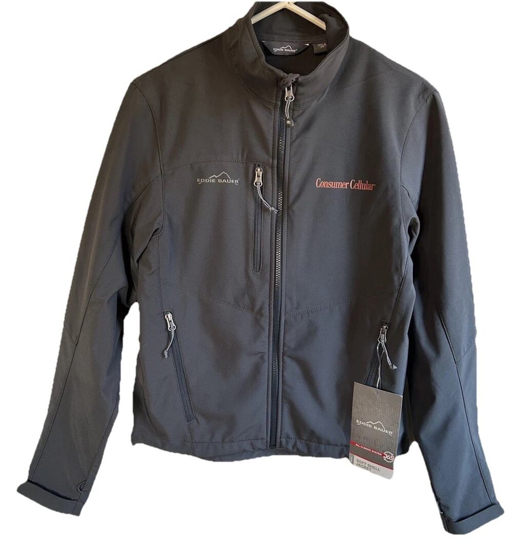 Eddie Bauer 365 Jacket Men’s XS Soft Shell Full Zip Gray Outdoor New *logo